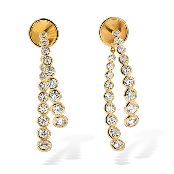 18K Bezel Set Diamond Front Back Earrings